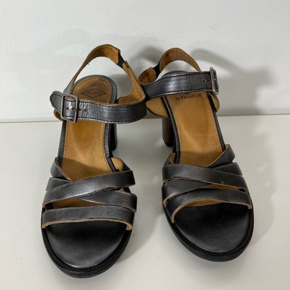PALLADIUM Strappy Block Heel Sandals Metallic Look Womens Size 5.5 US Eur 36 - Picture 2 of 9